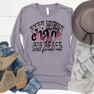NWT Love in Faith Women's XL Long Sleeve Tee "Even In The Chaos"